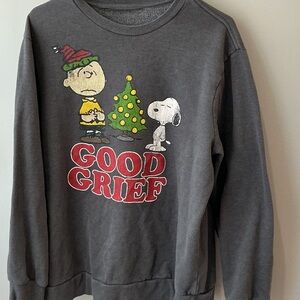 Gray Peanuts Graphic Sweater